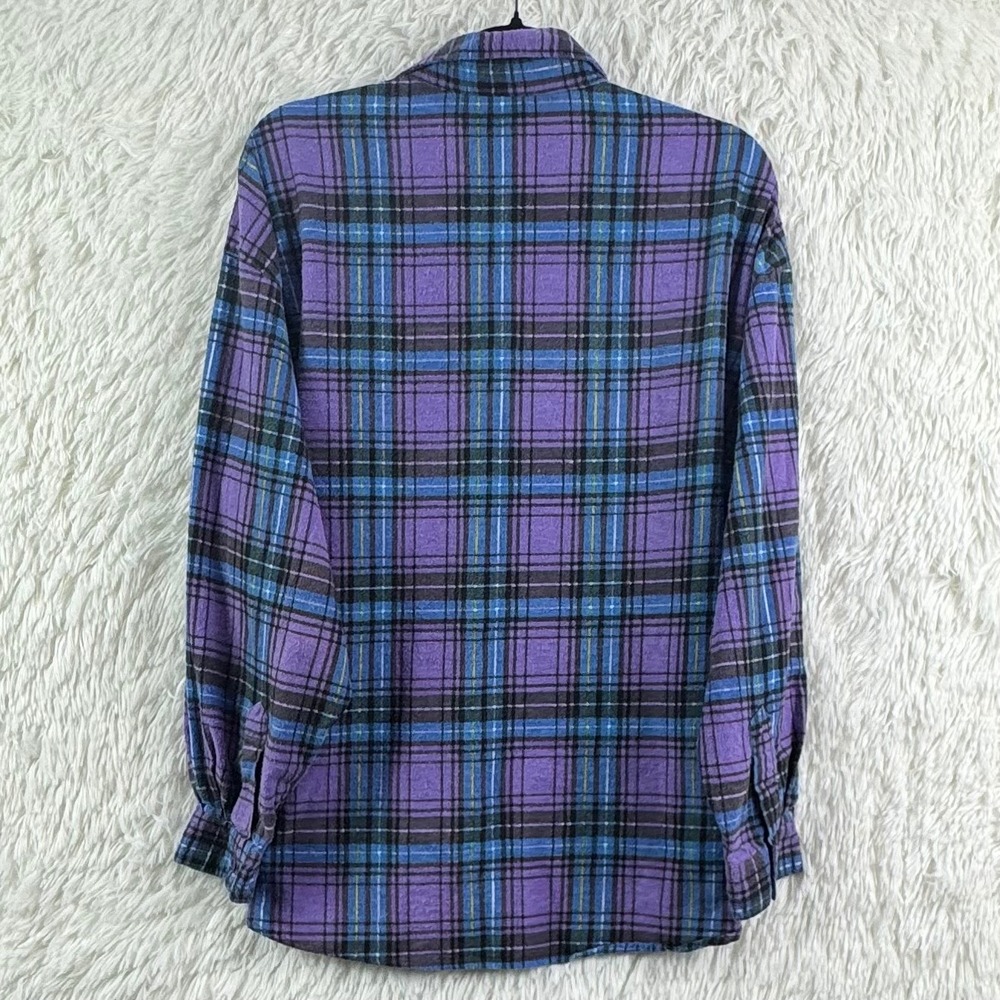 Vintage 90s Center Aisle Purple Plaid Oversized Flannel 22W - Picture 3 of 4